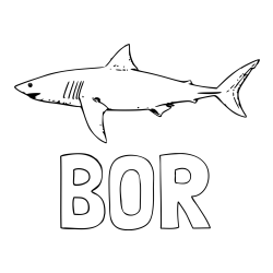 Online izdelana pobarvanka - Pobarvanka imena BOR in pobarvanka morskega psa