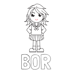 Online izdelana pobarvanka - Pobarvanka imena BOR in pobarvanka šolarke