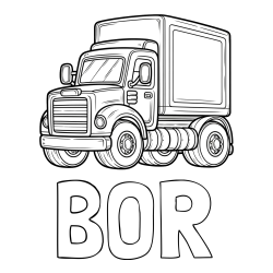 Online izdelana pobarvanka - Pobarvanka imena BOR in pobarvanka starega tovornjaka