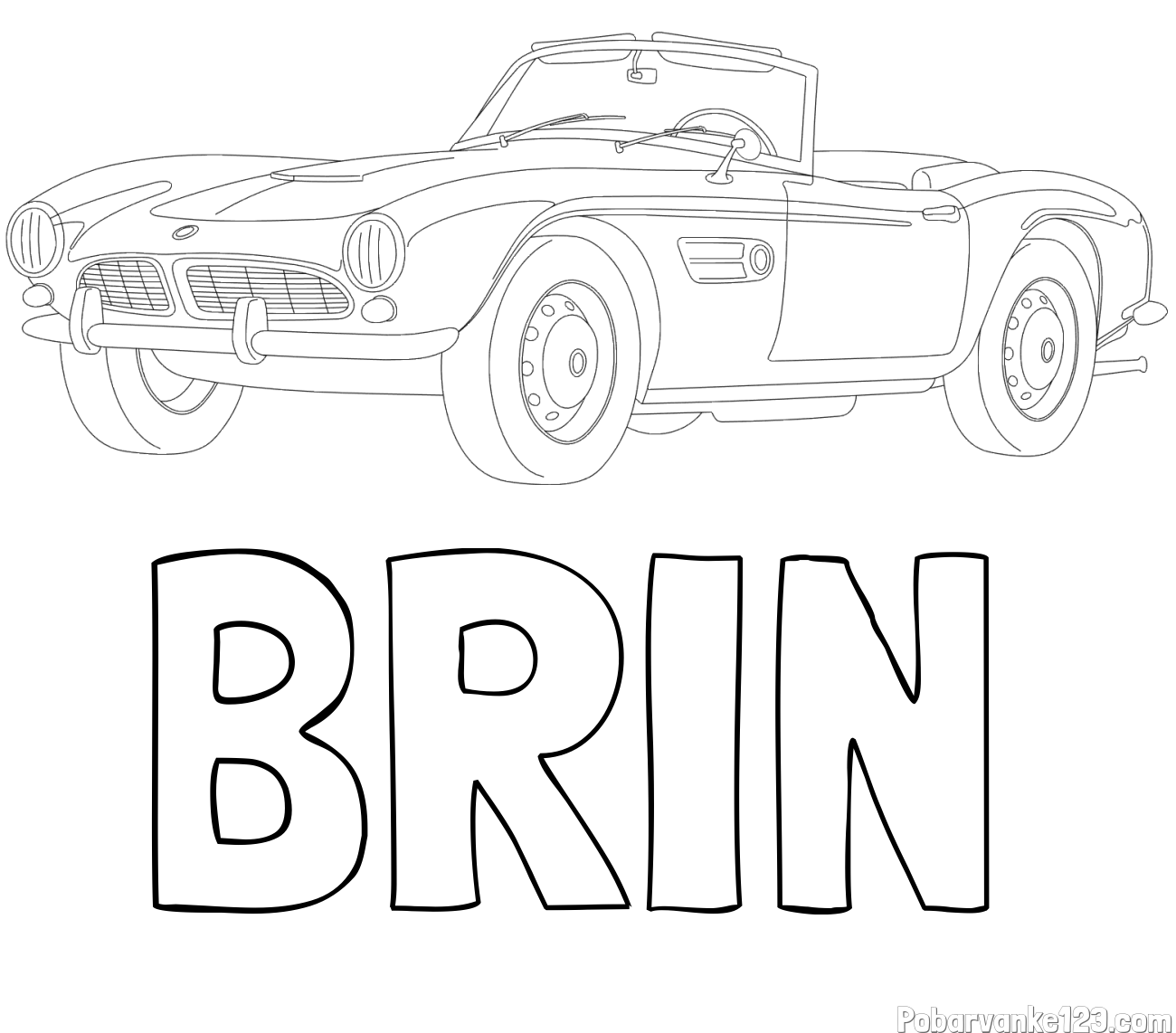 Pobarvanka imena BRIN in pobarvnaka starega BMW