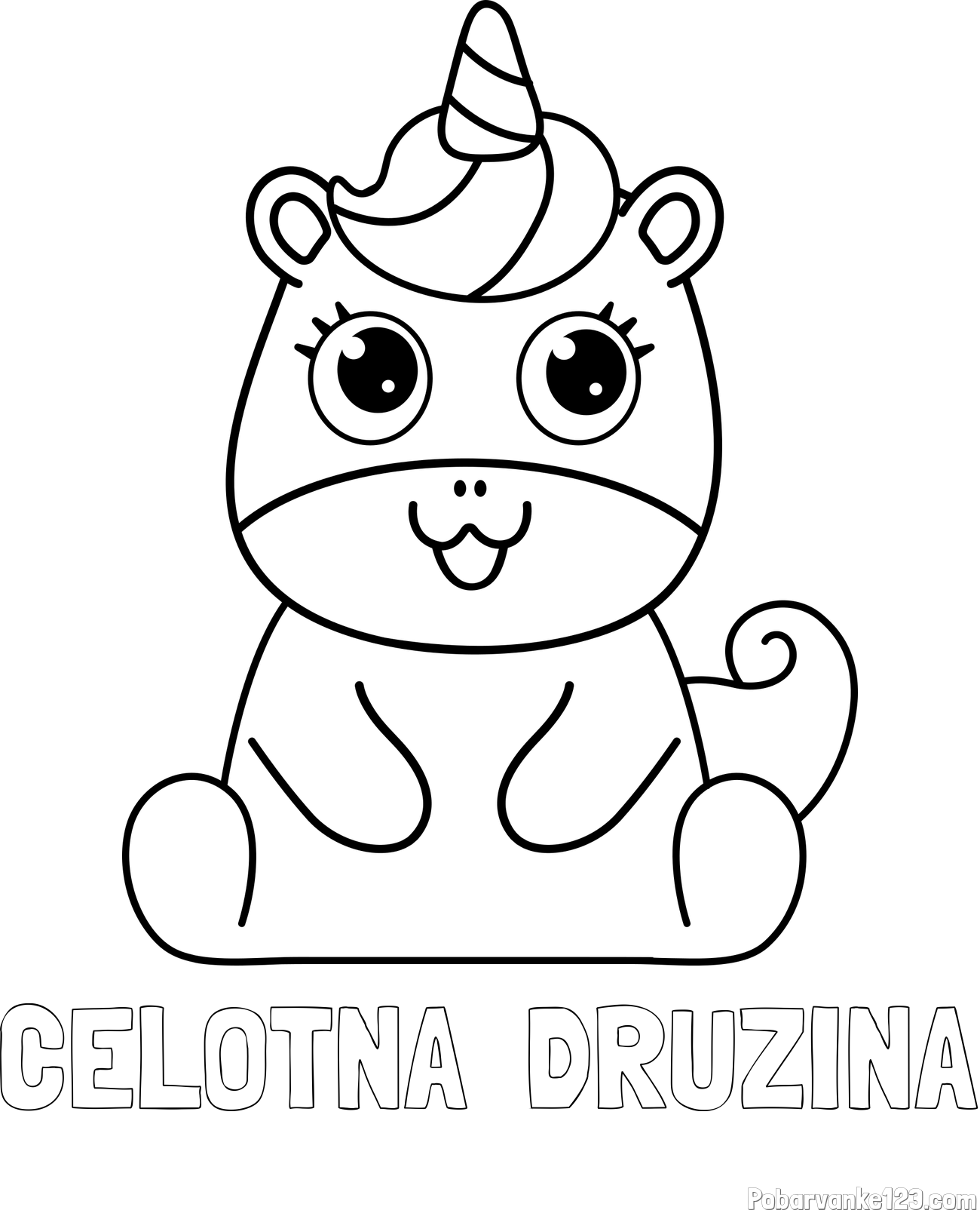 Pobarvanka imena CELOTNA  DRUŽINA in pobarvanka čudovitega samoroga Unicorn