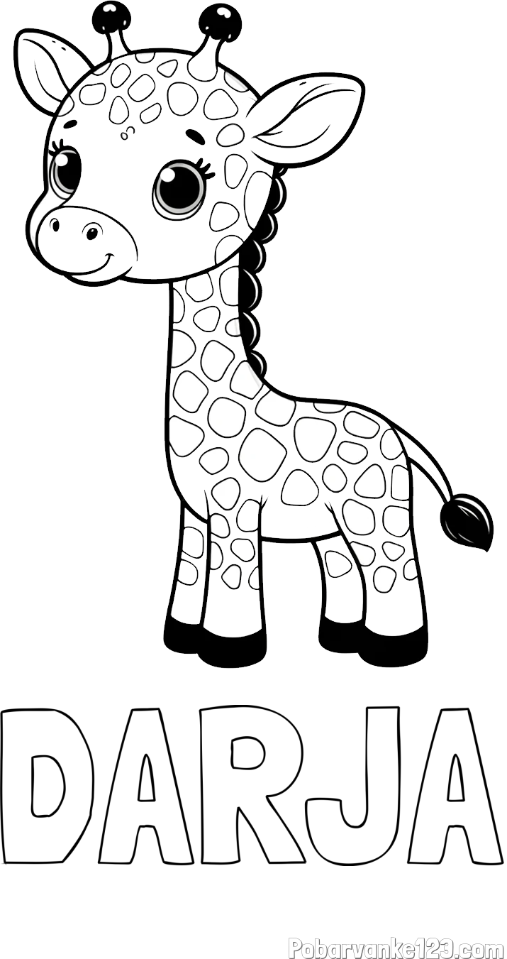 Pobarvanka imena DARJA in pobarvanka simpatične žirafe