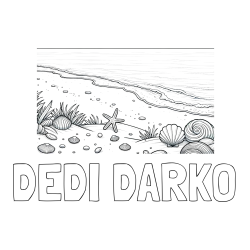 Online izdelana pobarvanka - Pobarvanka imena DEDI DARKO in pobarvanka morja in plaže