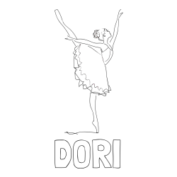 Online izdelana pobarvanka - Pobarvanka imena DORI in pobarvanka ljubke baletke