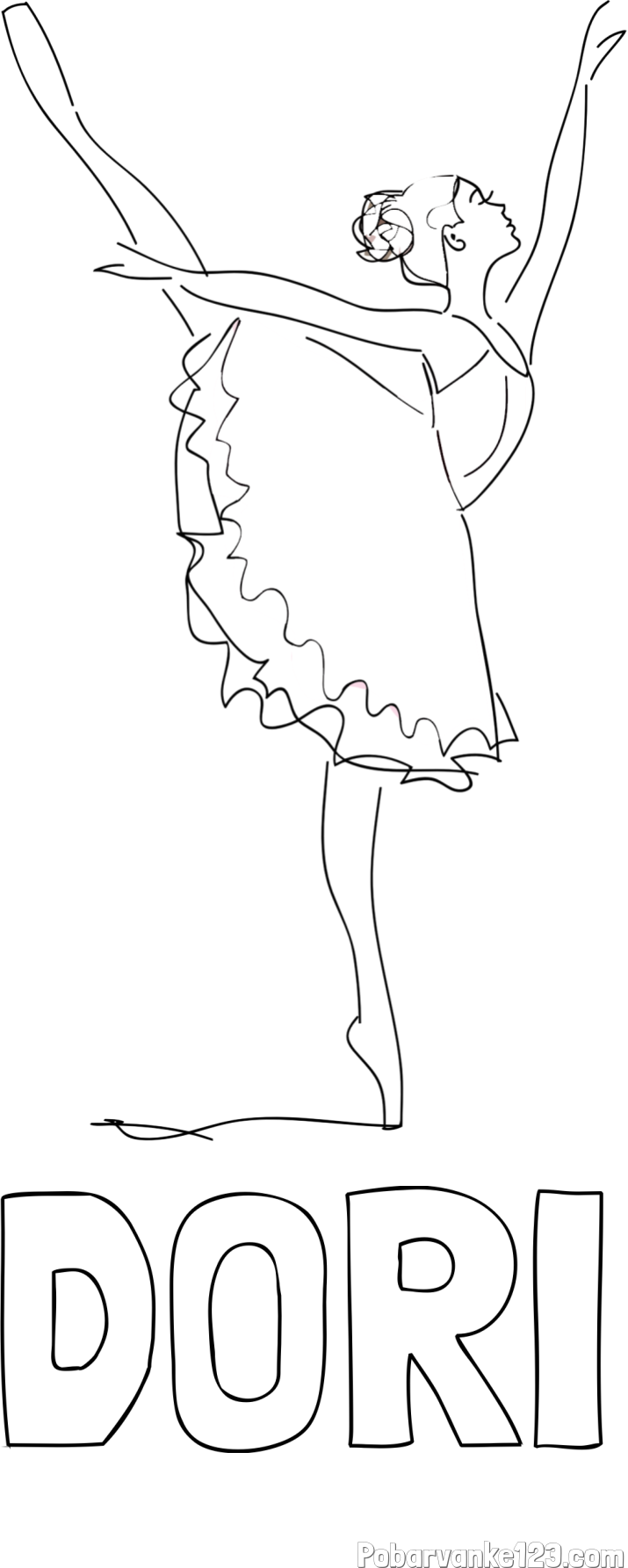 Pobarvanka imena DORI in pobarvanka ljubke baletke