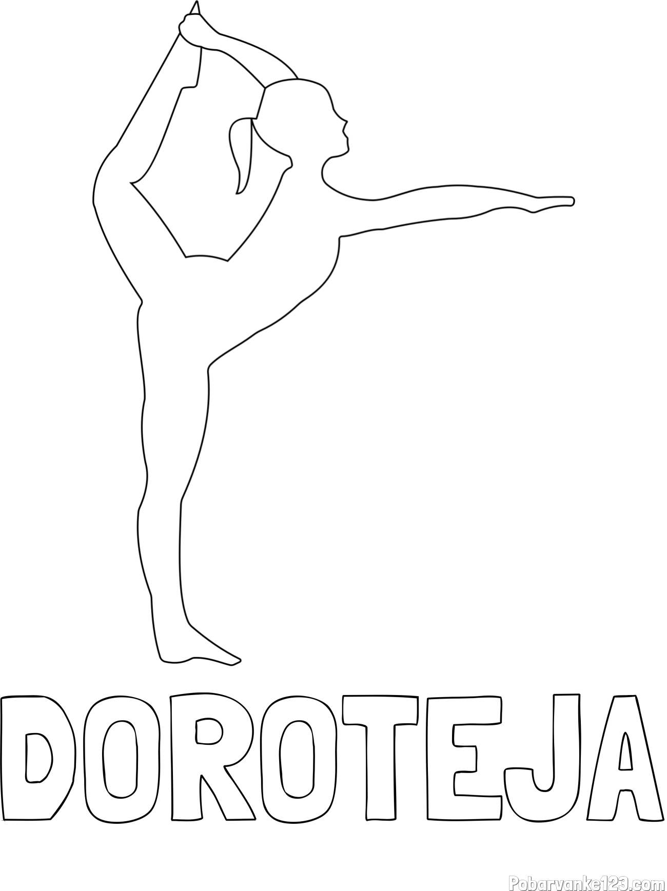 Pobarvanka imena DOROTEJA in pobarvanka baletke med ogrevanjem