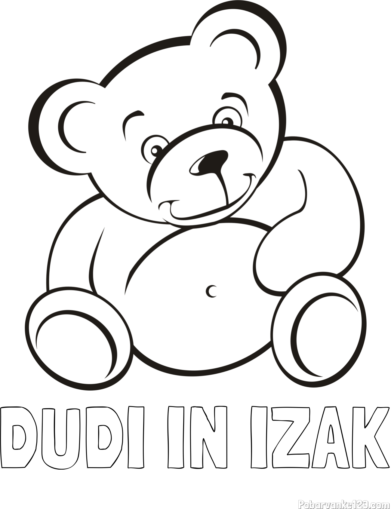 Pobarvanka imena DUDI IN IZAK in pobarvanka medvedka
