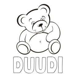 Online izdelana pobarvanka - Pobarvanka imena DUUDI in pobarvanka medvedka
