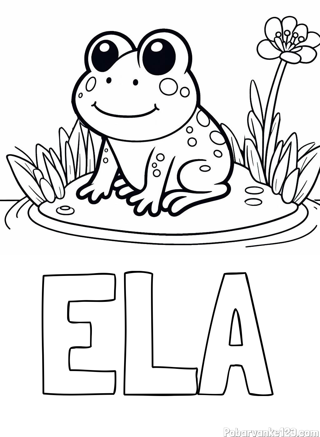 Pobarvanka imena ELA in pobarvanka žabe