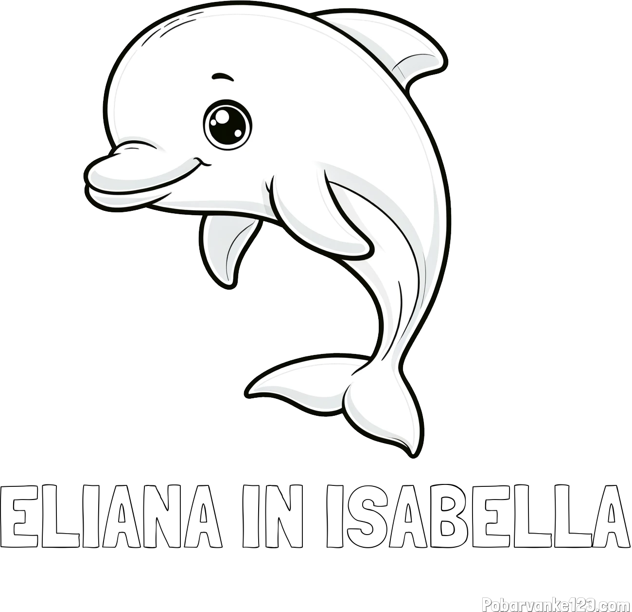 Pobarvanka imena ELIANA IN ISABELLA in otroška pobarvanka ljubkega delfina