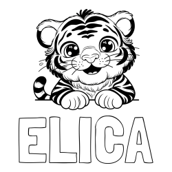 Online izdelana pobarvanka - Pobarvanka imena ELICA in pobarvanka tigrček