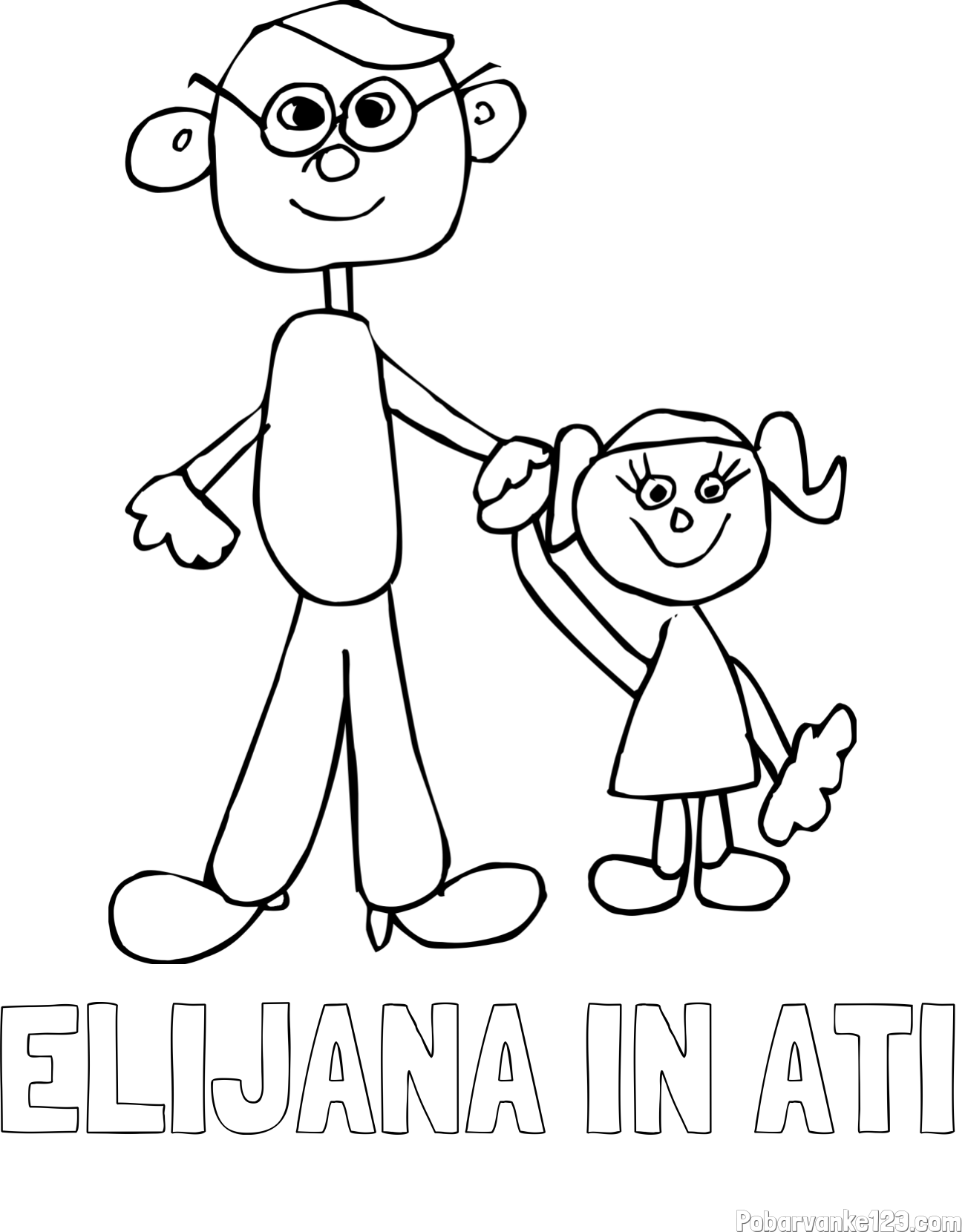 Pobarvanka imena ELIJANA IN ATI in otroška pobarvanka očeta in hčerke