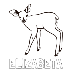 Online izdelana pobarvanka - Pobarvanka imena ELIZABETA in pobarvanka mladega jelenčka