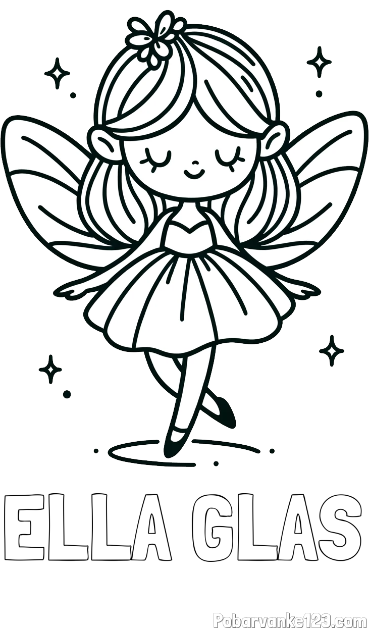 Pobarvanka imena ELLA GLAS in enostavna pobarvanka čarobne vile