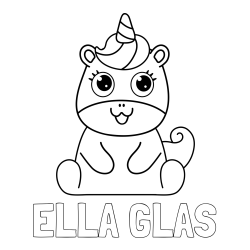 Online izdelana pobarvanka - Pobarvanka imena ELLA GLAS in pobarvanka čudovitega samoroga Unicorn