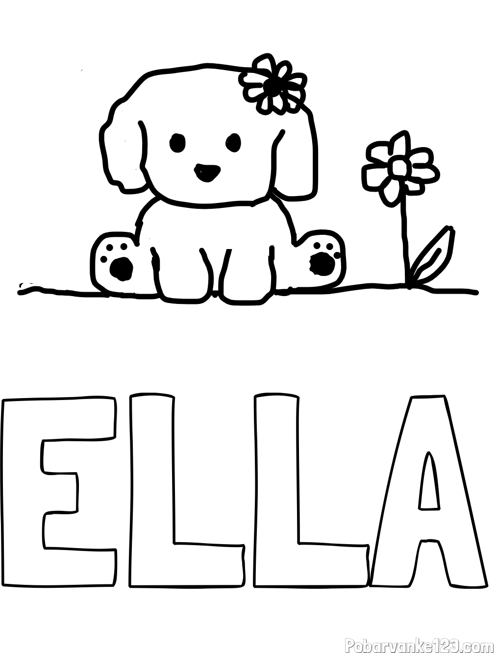 Pobarvanka imena ELLA in KUŽIKA