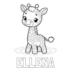 Online izdelana pobarvanka - Pobarvanka imena ELLENA in pobarvanka žirafe