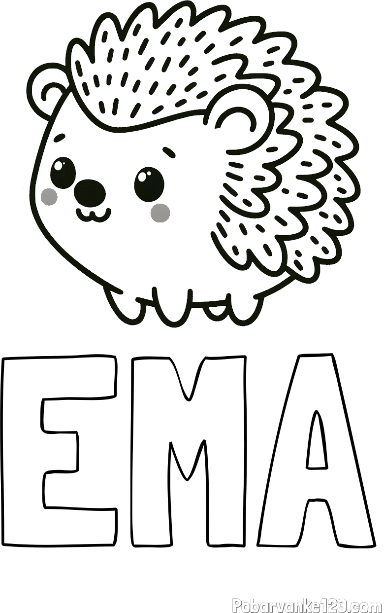 Pobarvanka imena EMA in pobarvanka ljubkega ježka