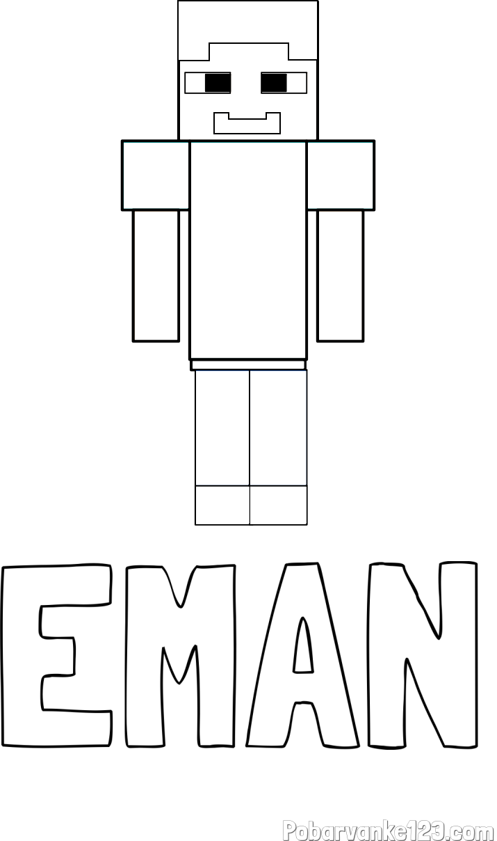 Pobarvanka imena EMAN in pobarvanka Minecraft glavnega junaka