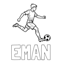 Online izdelana pobarvanka - Pobarvanka imena EMAN in pobarvanka nogometaša v napadu
