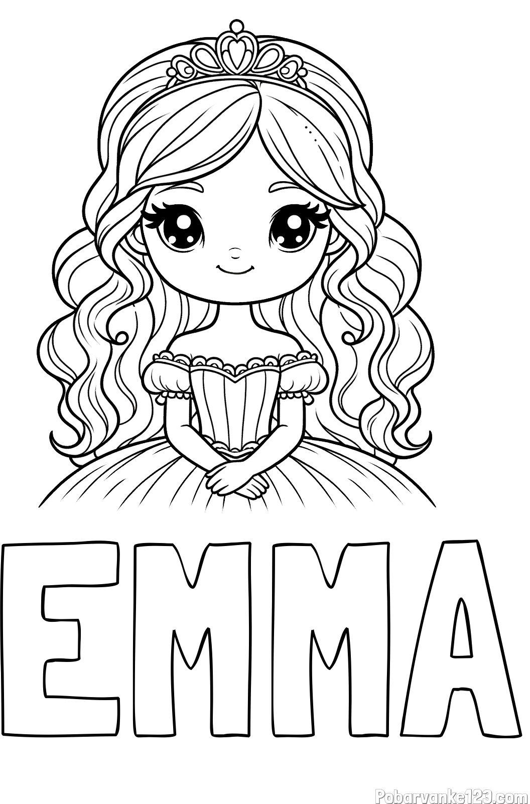 Pobarvanka imena EMMA in pobarvanka ljubke princese