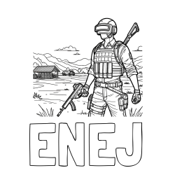 Online izdelana pobarvanka - Pobarvanka imena ENEJ in otroška PUBG pobarvanka