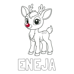 Online izdelana pobarvanka - Pobarvanka imena ENEJA in pobarvanka nasmejanega jelenčka Rudolfa