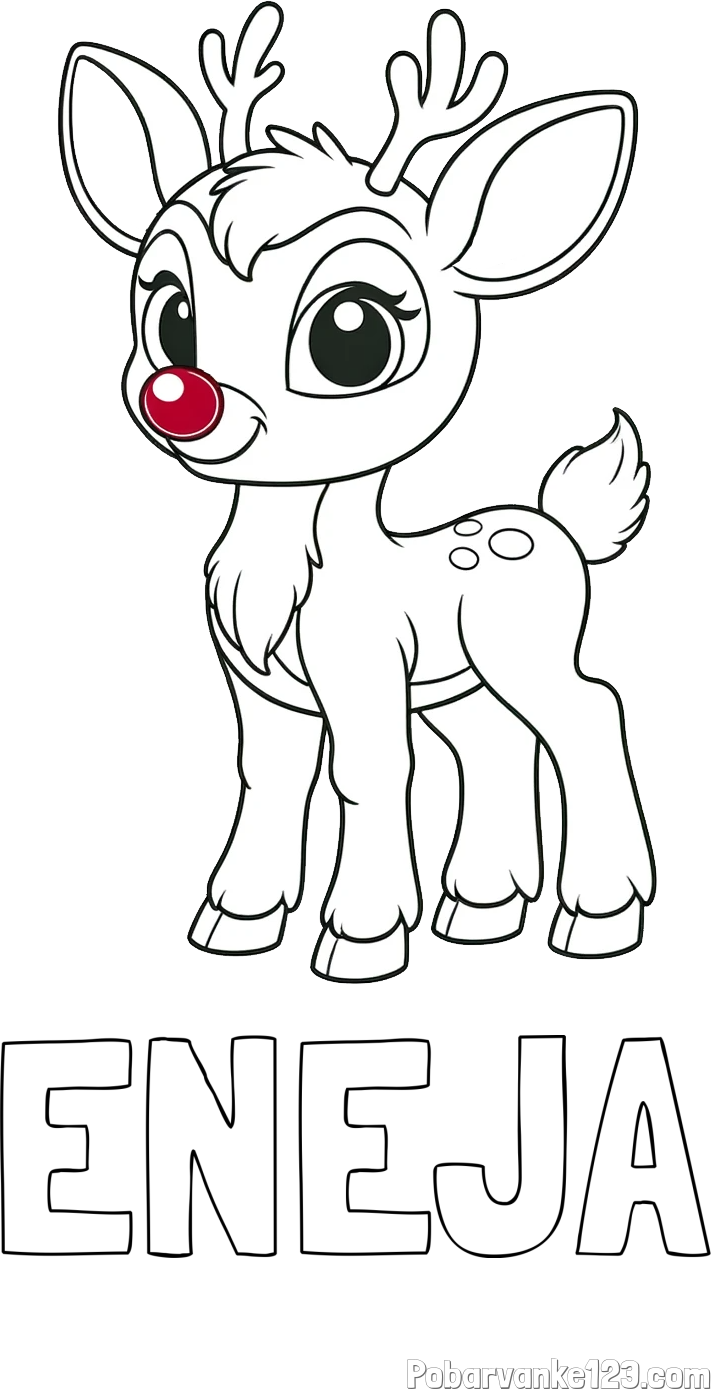 Pobarvanka imena ENEJA in pobarvanka nasmejanega jelenčka Rudolfa