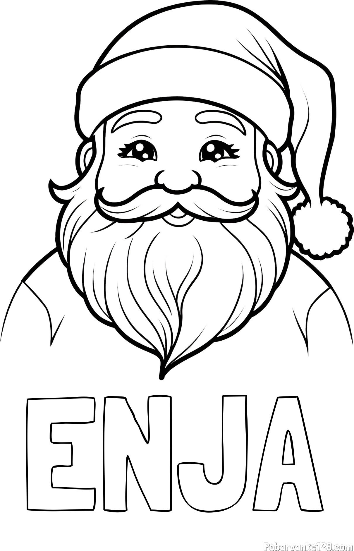 Pobarvanka imena ENJA in preprosta pobarvanka ljubkega Božička