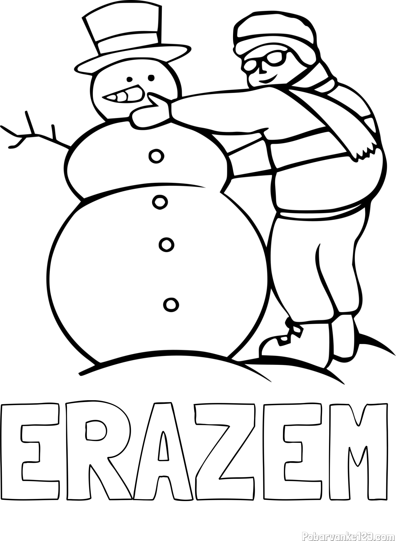 Pobarvanka imena ERAZEM in pobarvanka snežaka