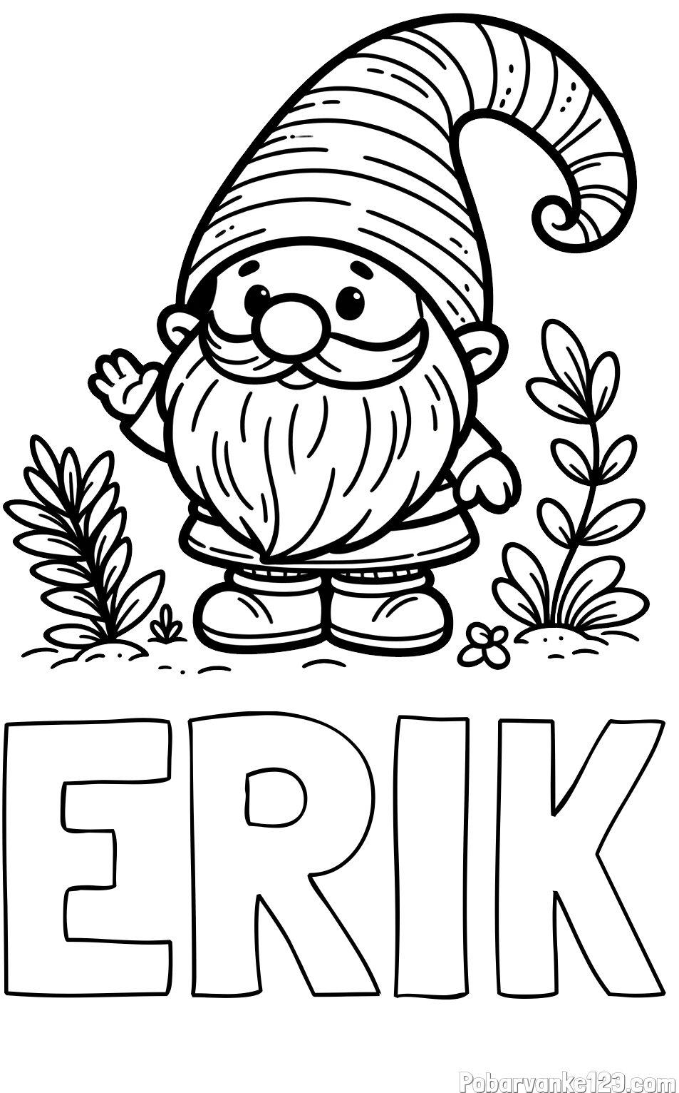 Pobarvanka imena ERIK in pobarvanka prijaznega škrata oz. palčka