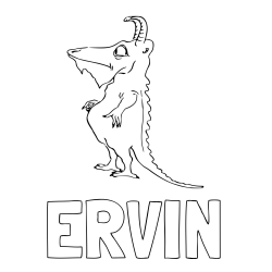 Online izdelana pobarvanka - Pobarvanka imena ERVIN in pobarvanka debele pošasti