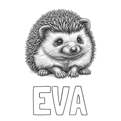 Online izdelana pobarvanka - Pobarvanka imena EVA in pobarvanka ježa