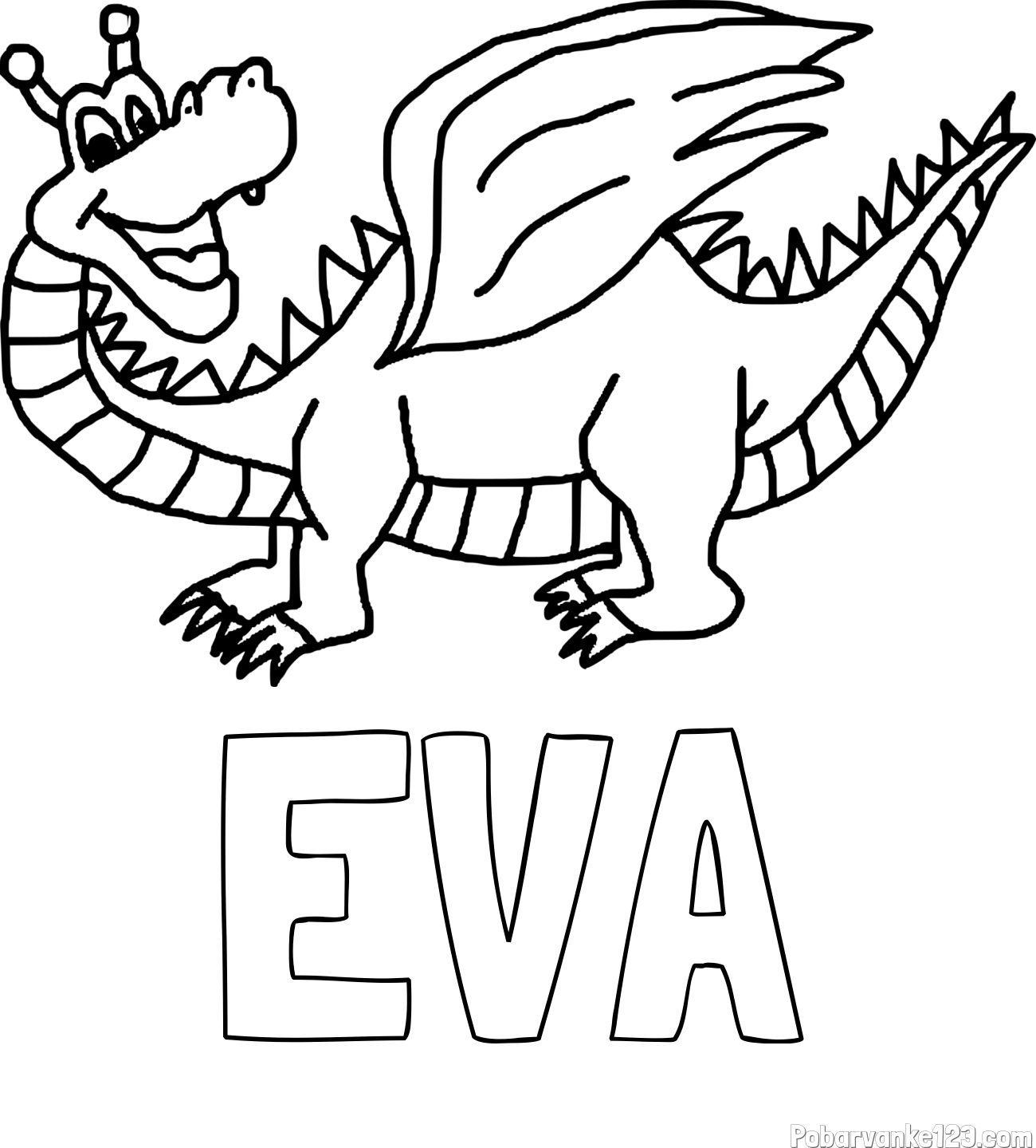 Pobarvanka imena EVA in pobarvanka zmajčka