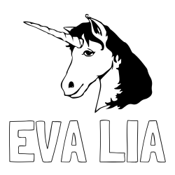 Online izdelana pobarvanka - Pobarvanka imena EVA LIA in pobarvanka samorog