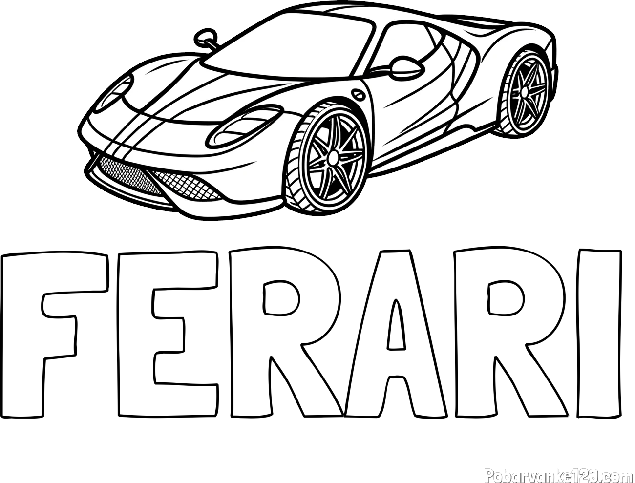 Pobarvanka imena FERARI in pobarvanka dirkalnega avtomobila