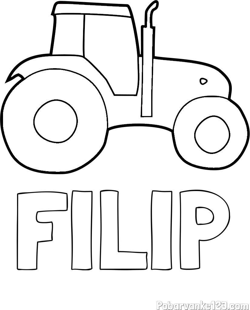 Pobarvanka imena FILIP in otroška pobarvanka traktorja