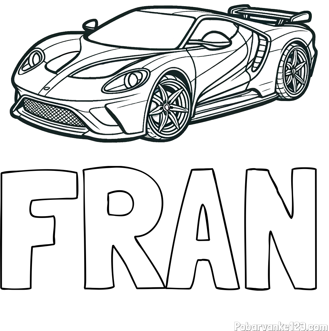 Pobarvanka imena FRAN in Športni avtomobil