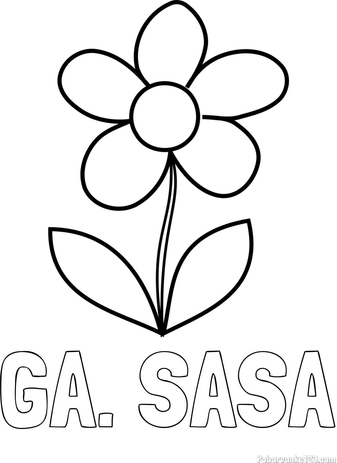 Pobarvanka imena GA. SAŠA in otroška pobarvanka rože
