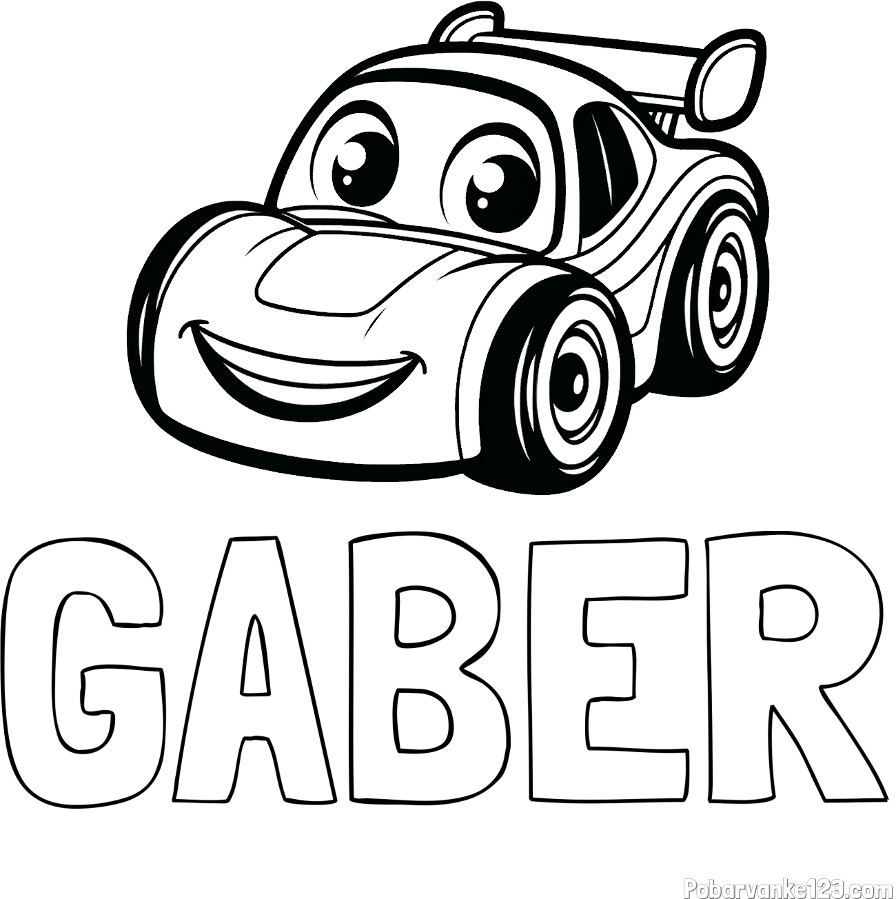 Pobarvanka imena GABER in pobarvanka otroškega avtomobila