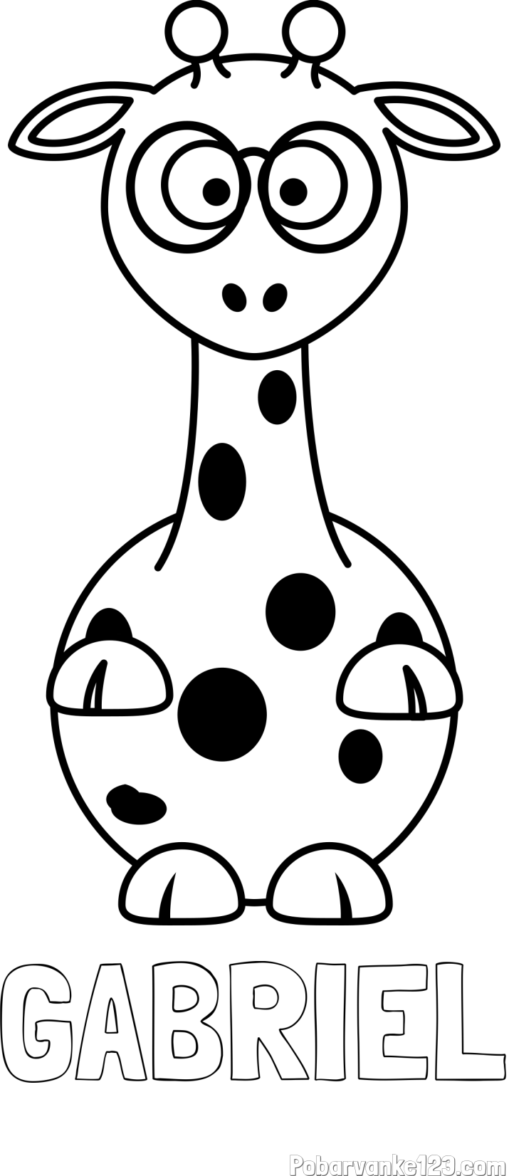 Pobarvanka imena GABRIEL in pobarvanka prikupne žirafe