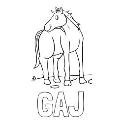 Online izdelana pobarvanka - Pobarvanka imena GAJ in pobarvanka prikupnega konjička