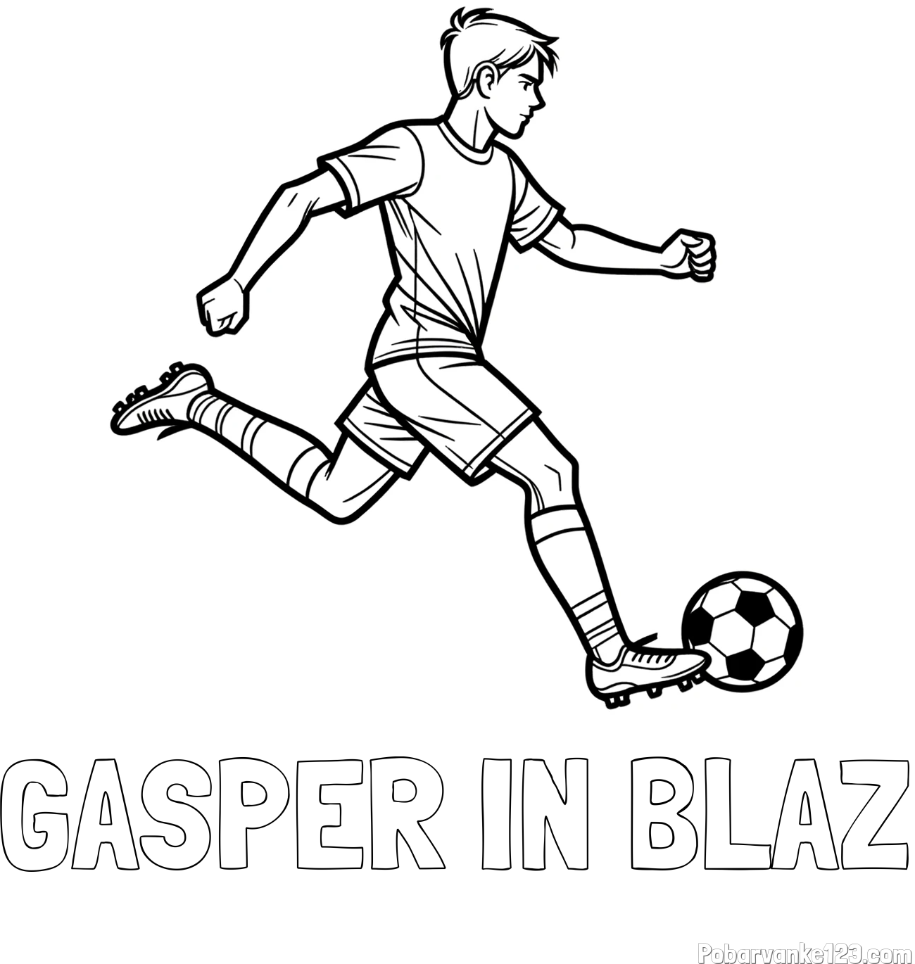 Pobarvanka imena GAŠPER IN BLAŽ in pobarvanka nogometaša v napadu