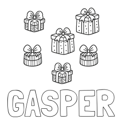 Online izdelana pobarvanka - Pobarvanka imena GAŠPER in pobarvanka božičnih daril