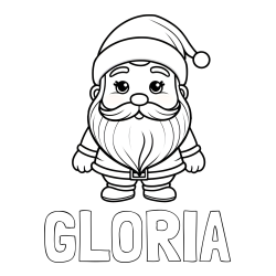 Online izdelana pobarvanka - Pobarvanka imena GLORIA in otroška pobarvanka ljubkega Božička