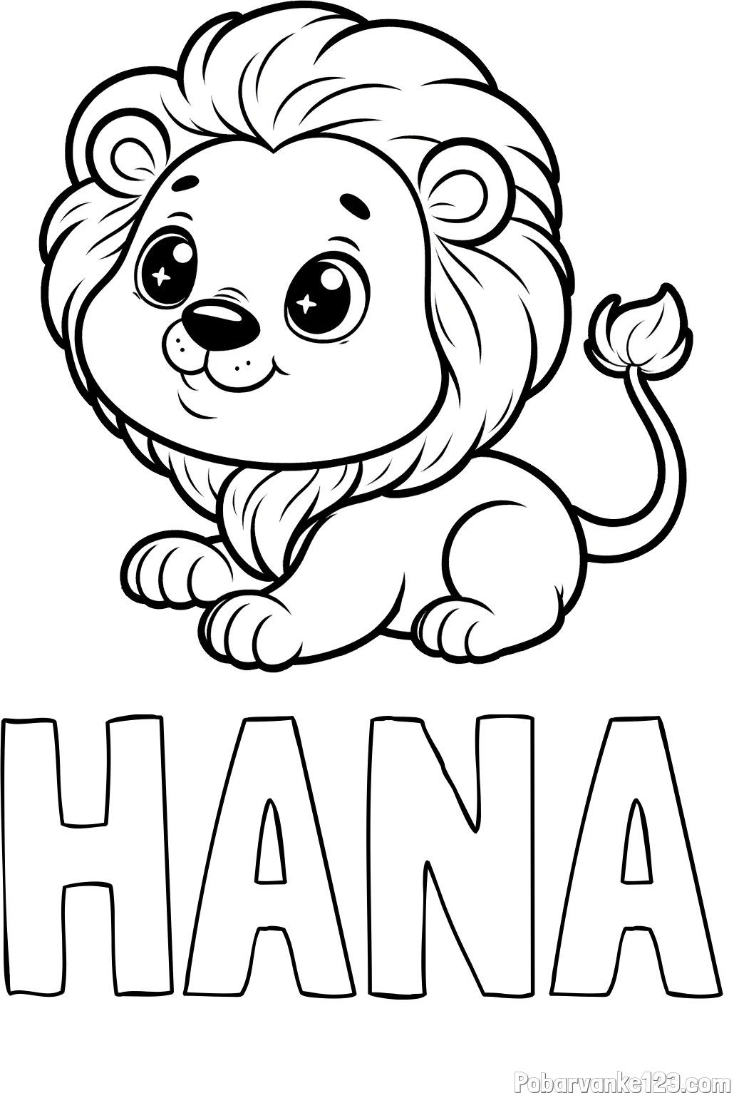 Pobarvanka imena HANA in pobarvanka igrivega levčka