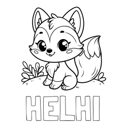Online izdelana pobarvanka - Pobarvanka imena HELHI in pobarvanka lisičke