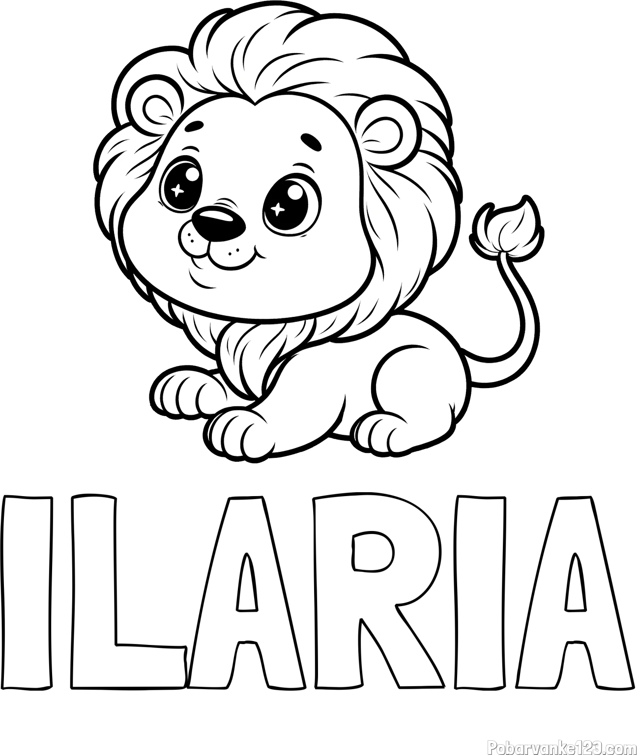 Pobarvanka imena ILARIA in pobarvanka igrivega levčka