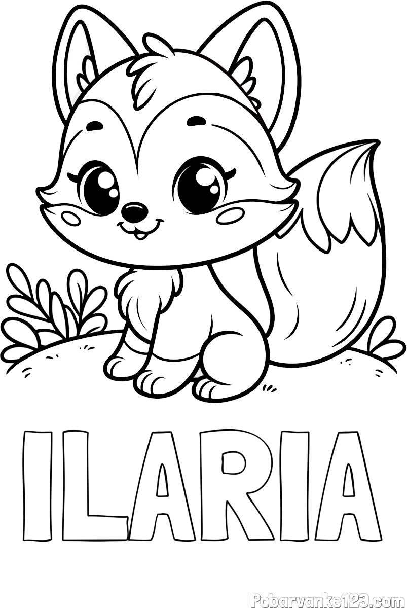 Pobarvanka imena ILARIA in pobarvanka lisičke