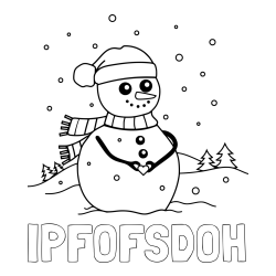Online izdelana pobarvanka - Pobarvanka imena IPFOFŠĐOH in pobarvanka prikupnega snežaka
